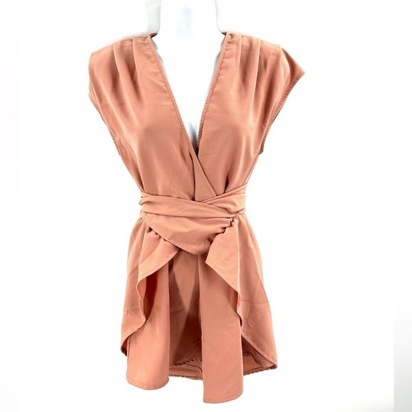 Tiger Mist Skort Romper Size Medium Wrap Front Tie Waist Playsuit Pleated Deep V - Picture 10 of 10